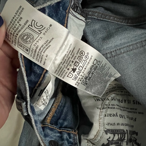 LEVIS 505C SLIM STRAIGHT distressed light wash revolve 25 mid rise crop - Picture 5 of 12